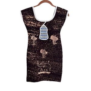 Artisan Suede-Like African Print Rhino Mini Dress Tunic
